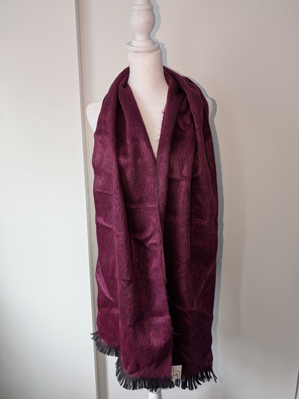 Shupaca 80% Alpaca Scarf Pink Purple Berry Fringe Handmade Ecuador 77”